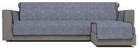 Copridivano in Poliestere con Penisola Destra Seduta 290 cm Blu Scuro