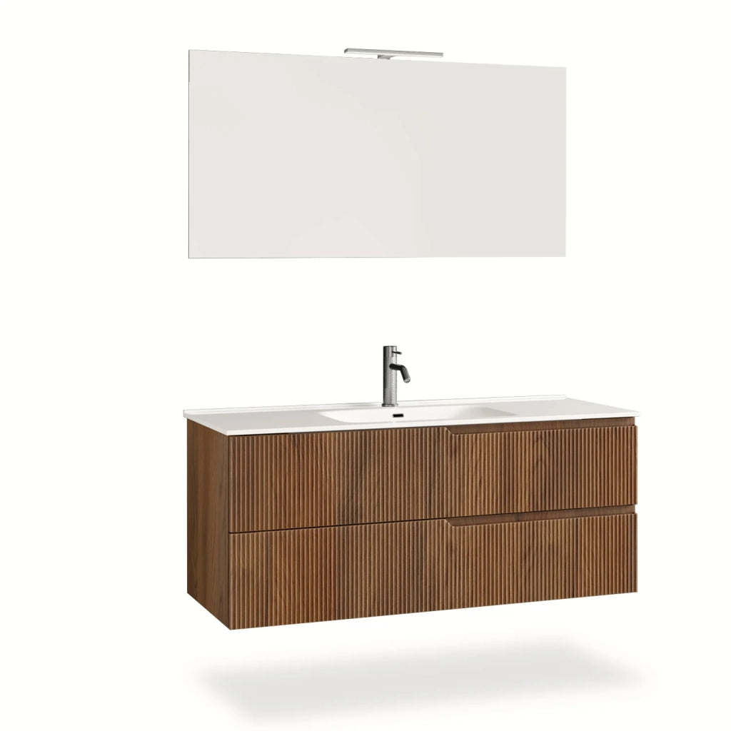 Mobile bagno composizione 4 pezzi L.121 P.46,5 H.190 cm VENERE colore rovere rio