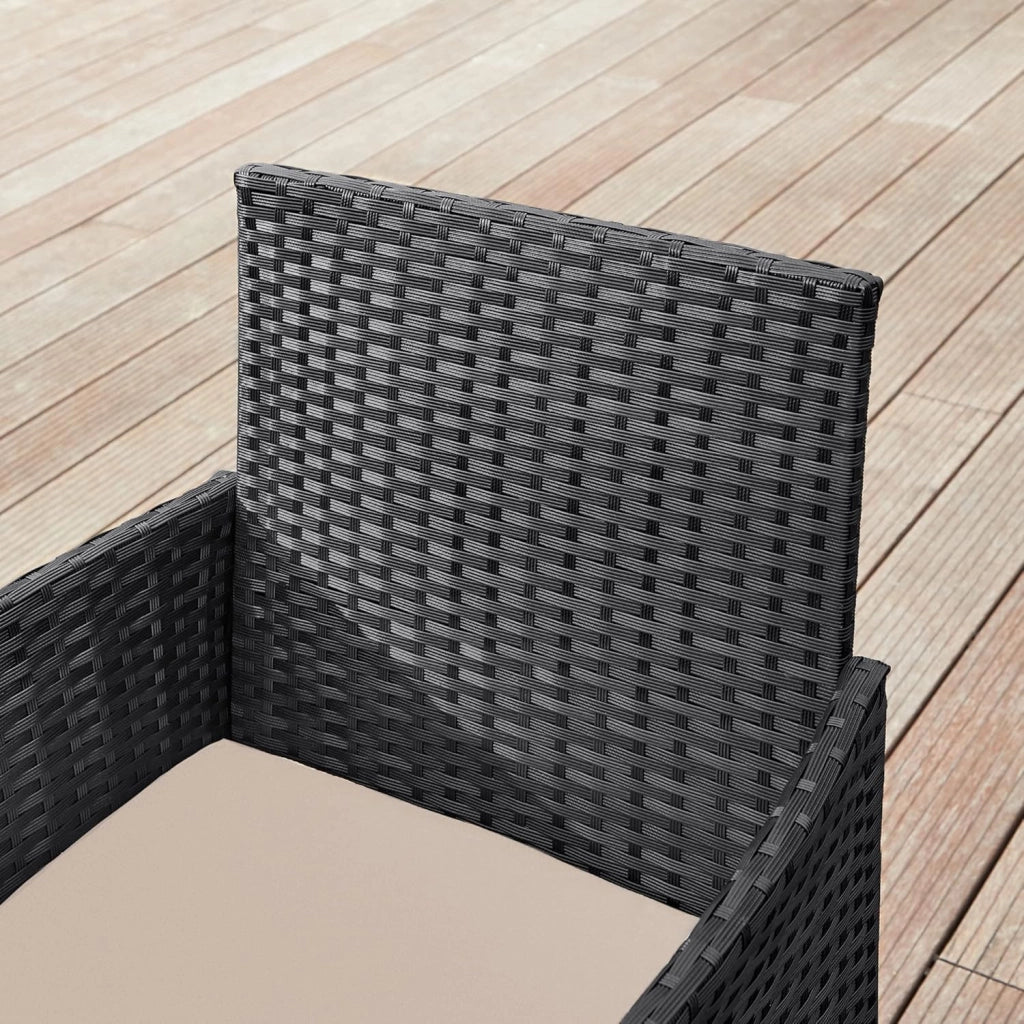 SONGMICS Set di mobili da Balcone mobili da Giardino in polyrattan PE Set Lounge mobili da terrazza Esterno Patio Balcone Giardino Nero Tortora GGF004B05
