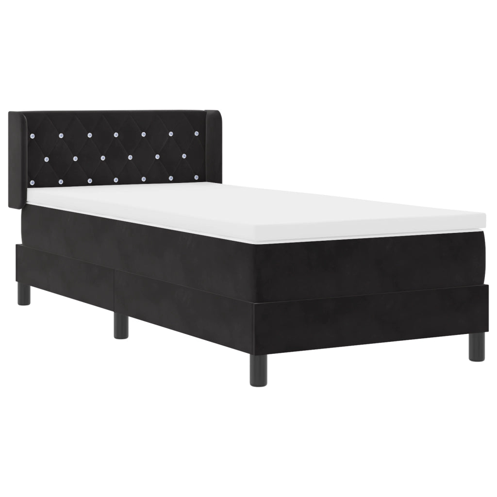 Letto con Base a Molle e Materasso Nero 90x200 cm Velluto