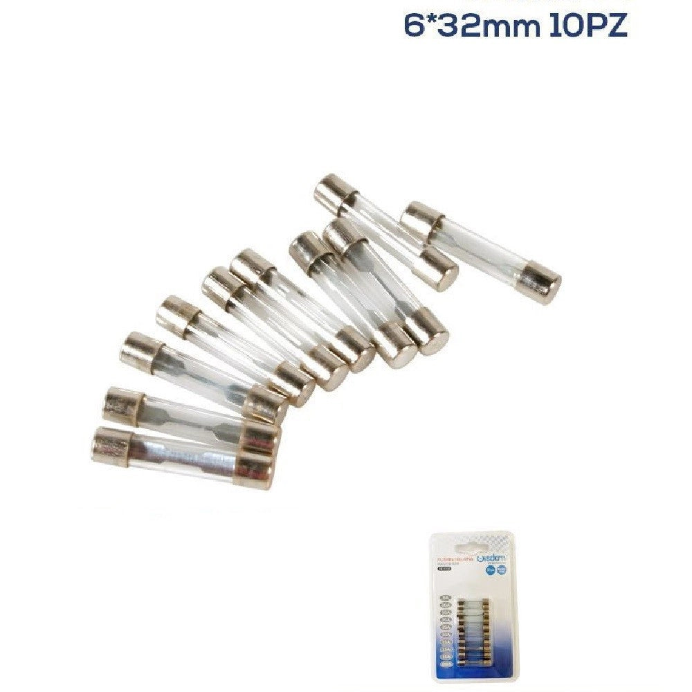 Trade Shop - Set 10pz Fusibili Bilama Maschi In Vetro Assortiti 12/32v 5a/10a/15a/20a Xc-1312 -