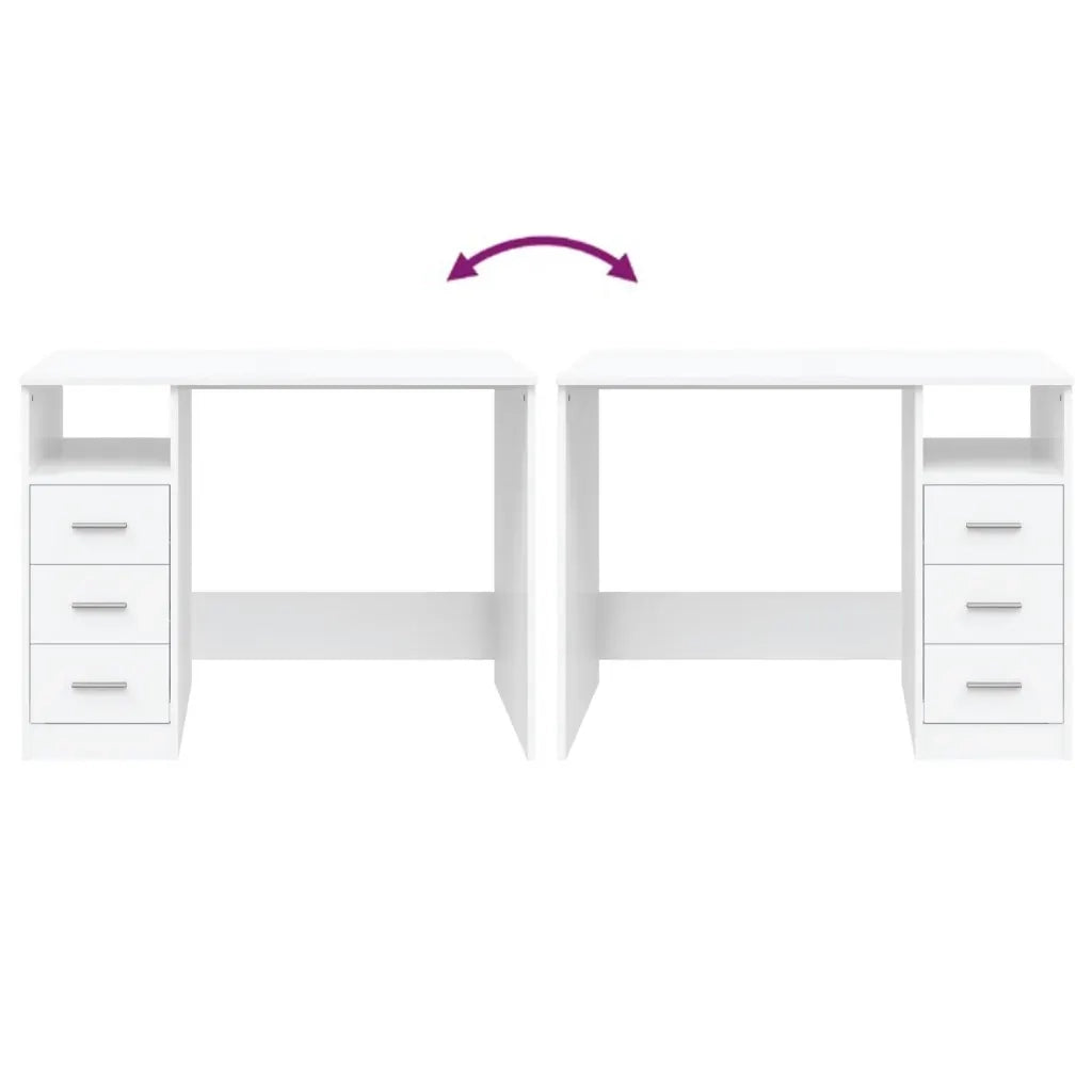 Scrivania con Cassetti Bianca 102x50x76 cm in Legno Multistrato cod mxl 76578