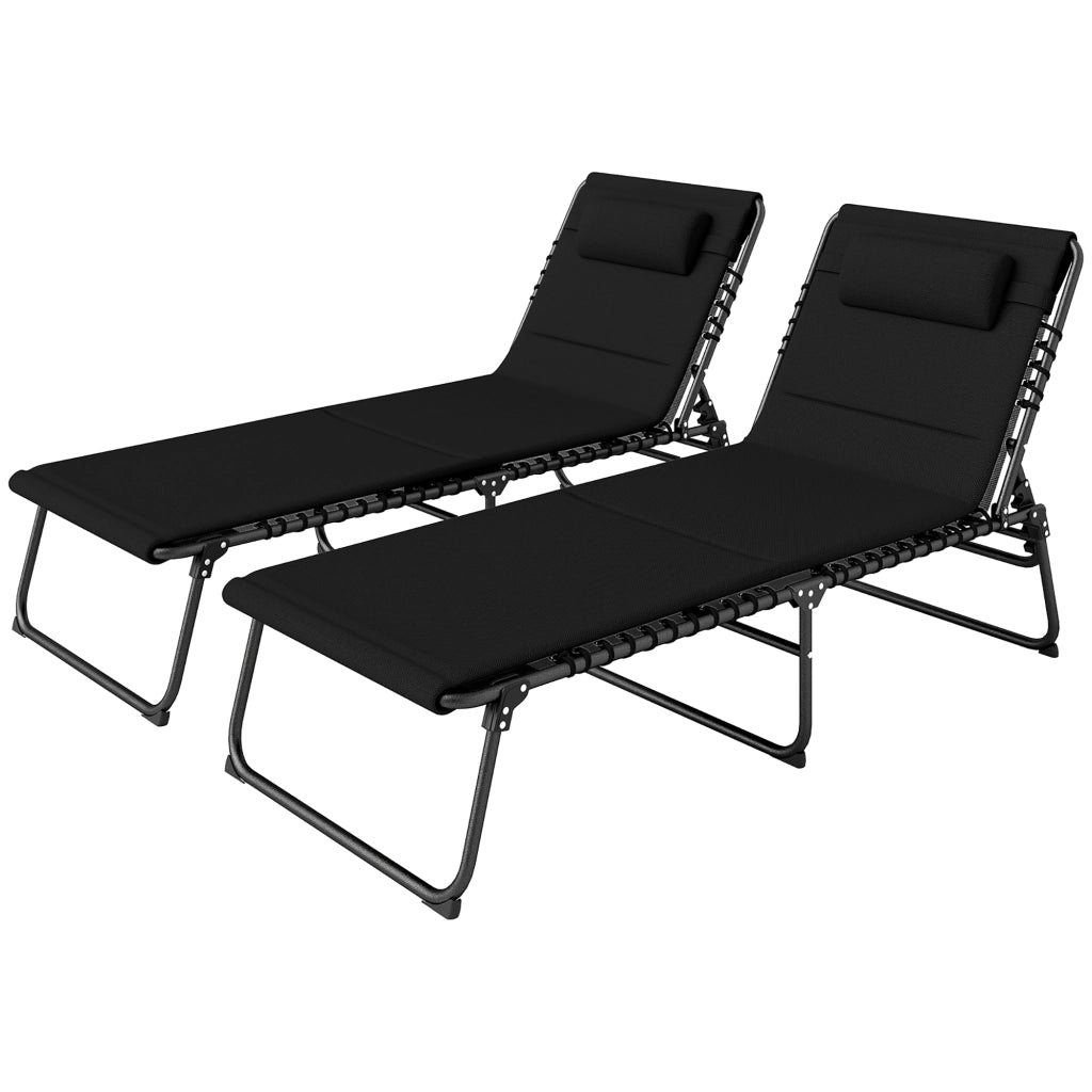 Lettino prendisole pieghevole 2 pezzi con cuscino e schienale regolabile ¨C zephmum ¨C nero