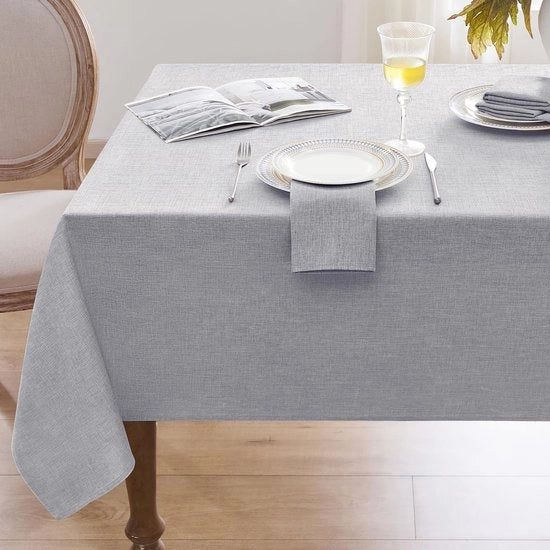 Tavolo da giardino in tessuto lino impermeabile 140 x 240 cm, 210 g/m², luce grigio chiaro, per esterno