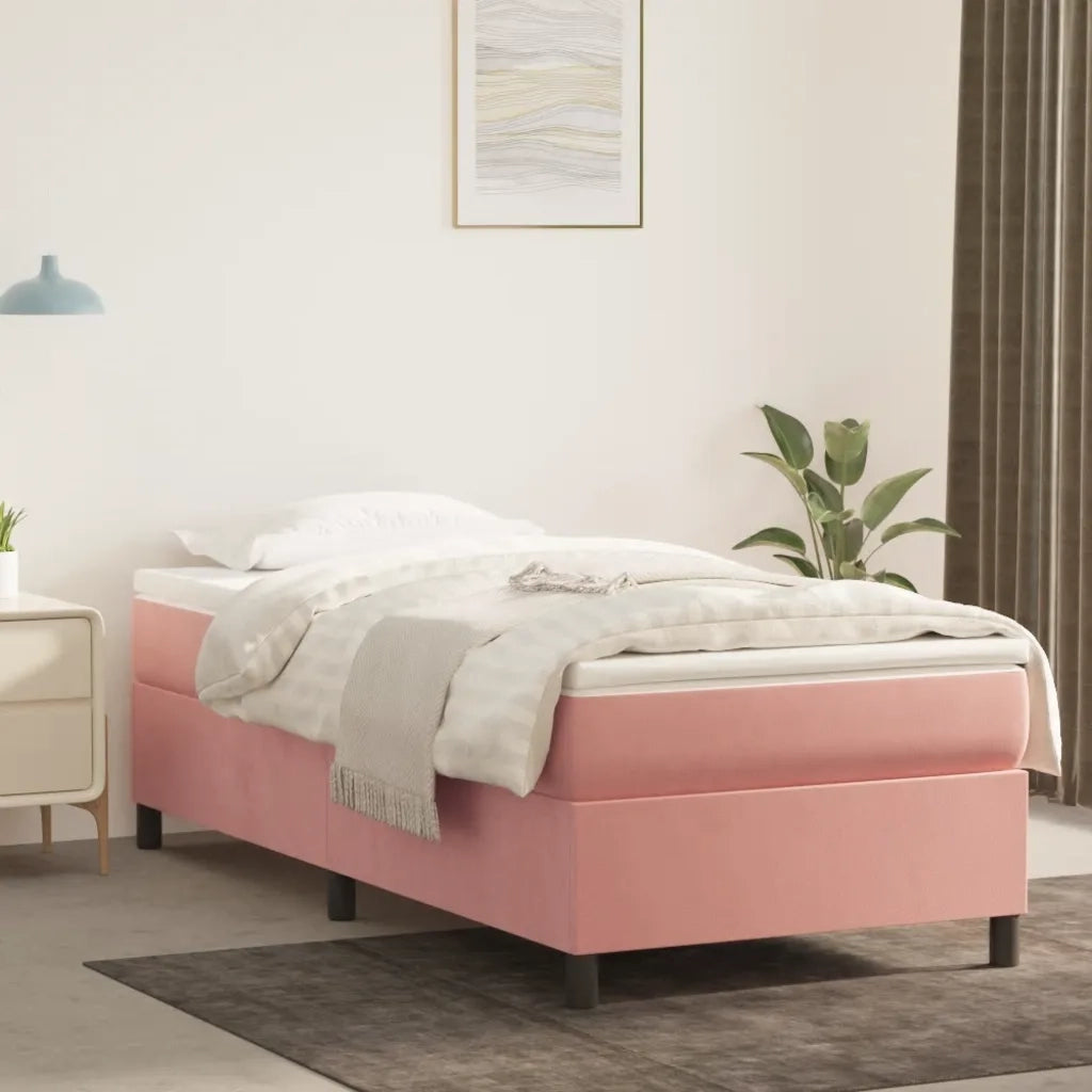 Struttura Letto a Rete a Molle Rosa 90x190 cm in Velluto 3121095