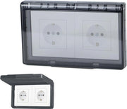 Copertura a scatola per doppia box tipo 86 - Box di uscita a scatto flinterdun impermeabile all'acqua - Bagno casa residenziale fuori - Nero - 2 pezzi.