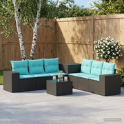 Set di divani 8 pz Nero e Blu Rattan sintetico e Acciaio 3448478