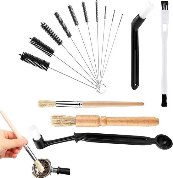 Set di Spazzole per Macchina da Caffè Premium - 15 pezzi - Spazzola Barista - Pulizia Caffè - Accessori Caffè