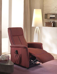 Poltrona Alzapersona Elettrica 2 Motori in Microfibra Rossa