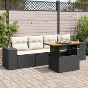 vidaXL Set Divani da Giardino 5 pz con Cuscini in Polyrattan Nero