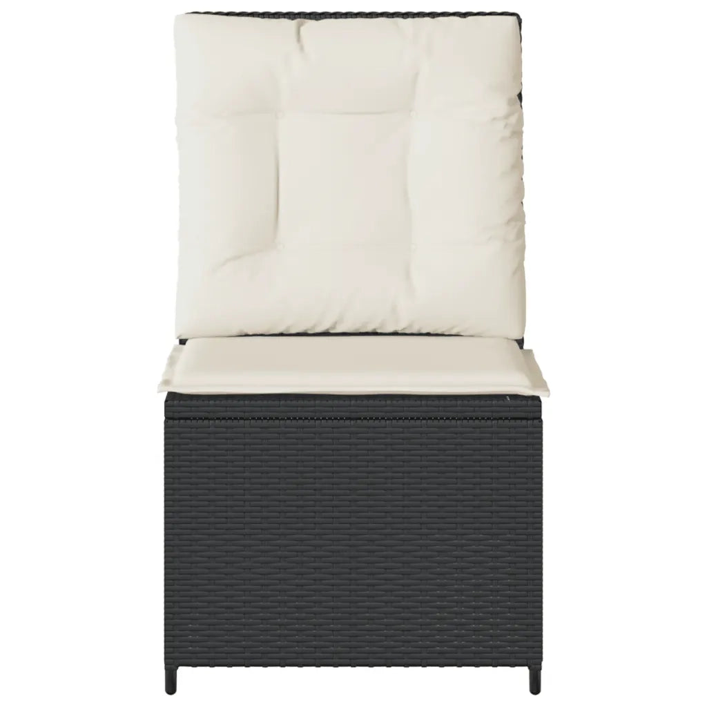 Divano Reclinabile da Giardino con Cuscini in Polyrattan Nero 368973