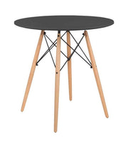NAIROBI TAVOLO TONDO CON TOP NERO E GAMBE EFFETTO LEGNO 60 X 74 CM