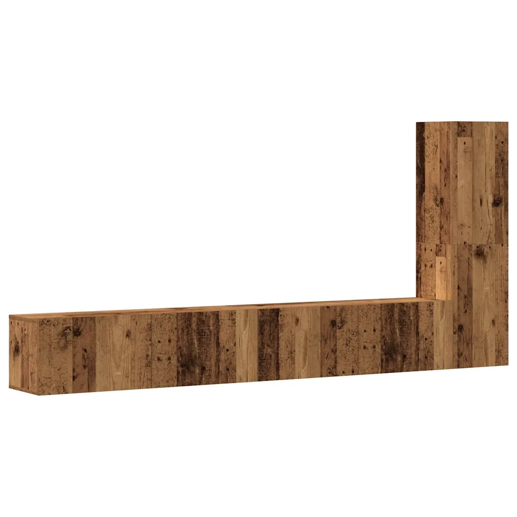 Set Mobile TV 3 pz-Set di 3 Credenza per TV Montato a Parete Legno Antico in Truciolato 412489