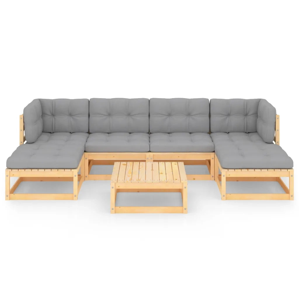 Set Salotto Giardino 7 pz Cuscini Antracite Legno Massello Pino 3077119