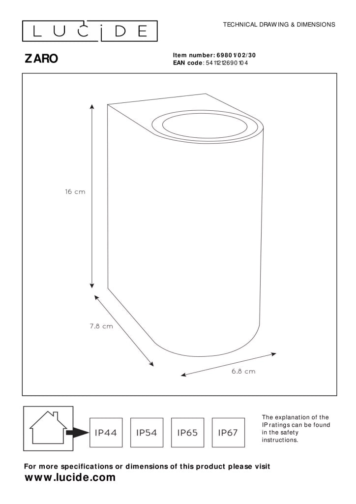 Applique esterno nero in alluminio 2xGU10 35W ZARO Lucide