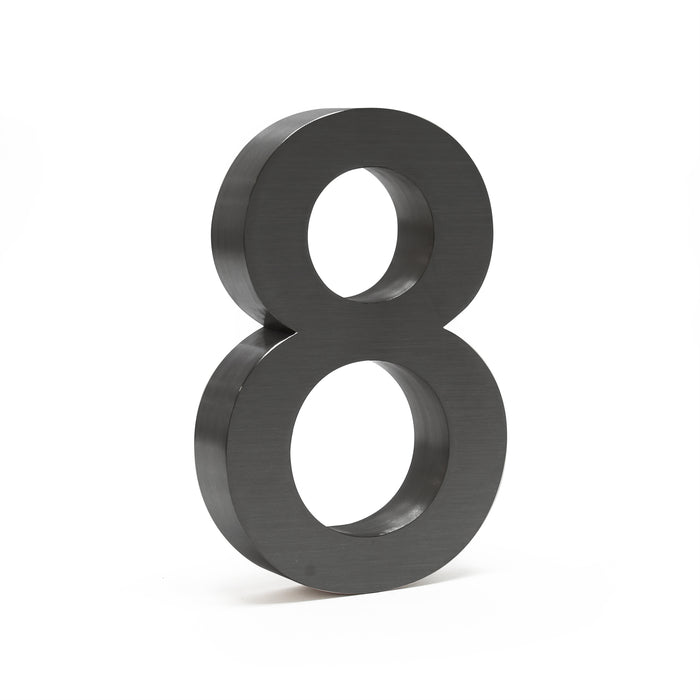 Numero civico "8" 3D Arial 20 cm antracite acciaio uso esterno, incl materiale di montaggio