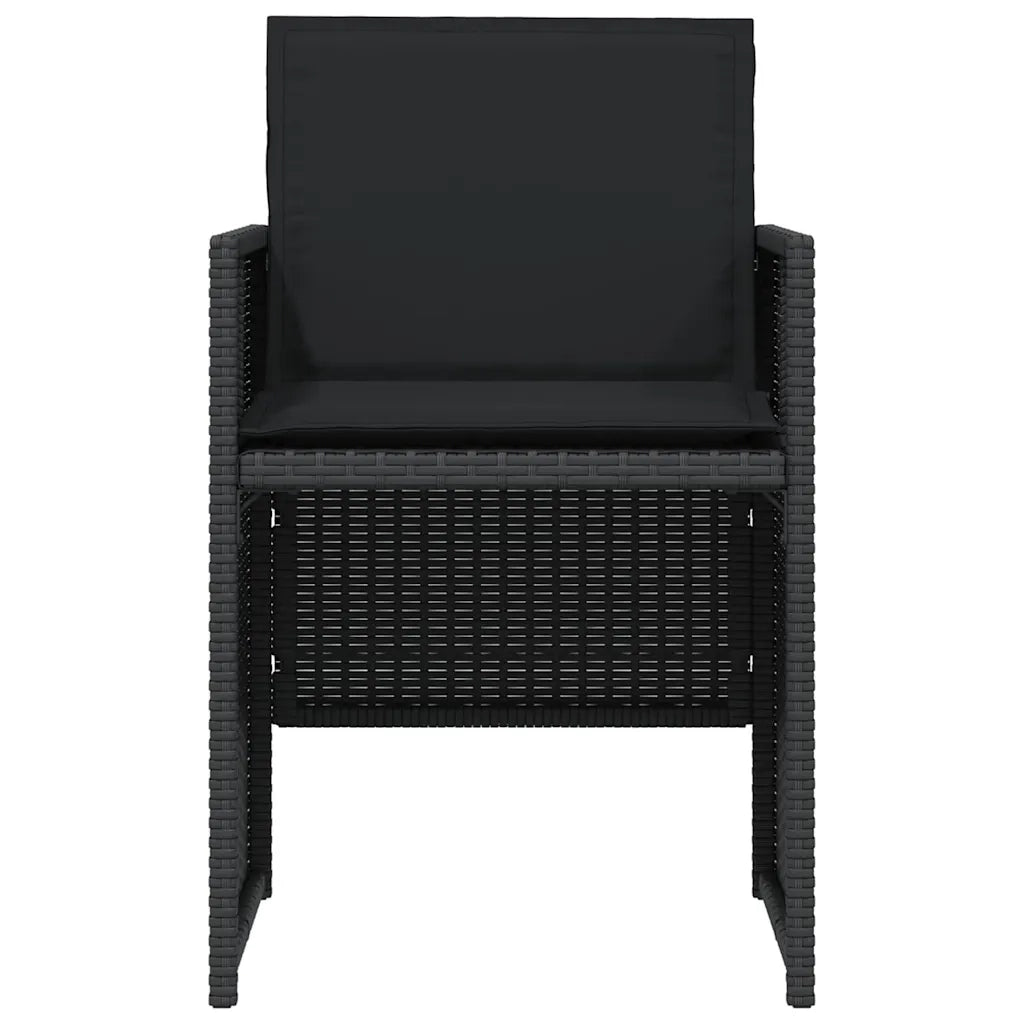 Set da Bistr¨° 3 pz | Set Salotto da Giardino con Cuscini Nero in Polyrattan