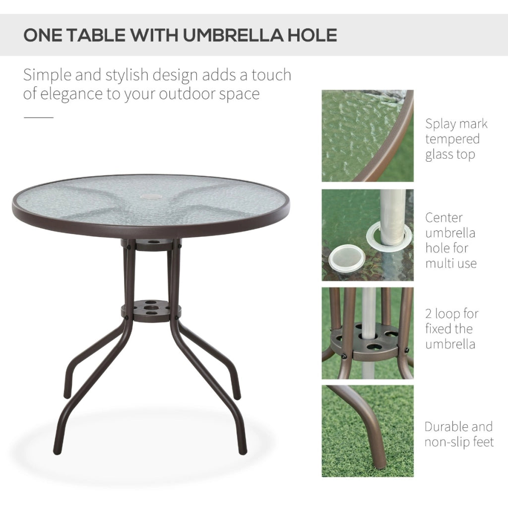 Easycomfort 6 pz Set Mobili da Giardino in Tubi d'Acciaio, Tavolo da Giardino con Sedie e Ombrellone, Crema