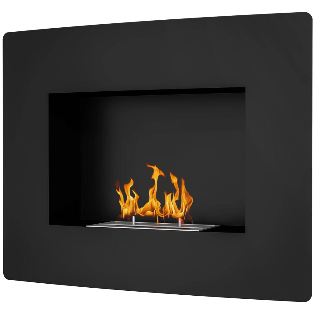 Camino a Bioetanolo da Parete con Serbatoio 0,9L ¨C zephmum ¨C Nero 66x16x52 cm