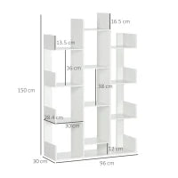 Mobile Libreria ad Albero con 13 Ripiani in Legno Truciolare, 96x30x150cm