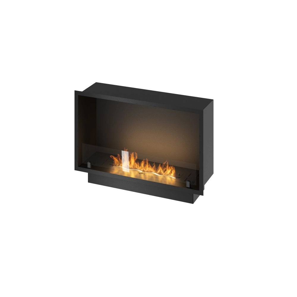 Caminetto a Bioetanolo Inside Black 800 da Incasso - Nero Opaco, con Vetro, Bruciatore 1L, Design Moderno