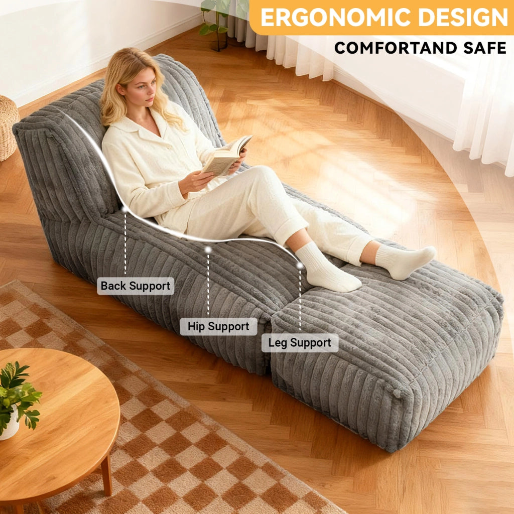Divano modulare con supporto ergonomico e fibbie antiscivolo in flanella grigio chiaro