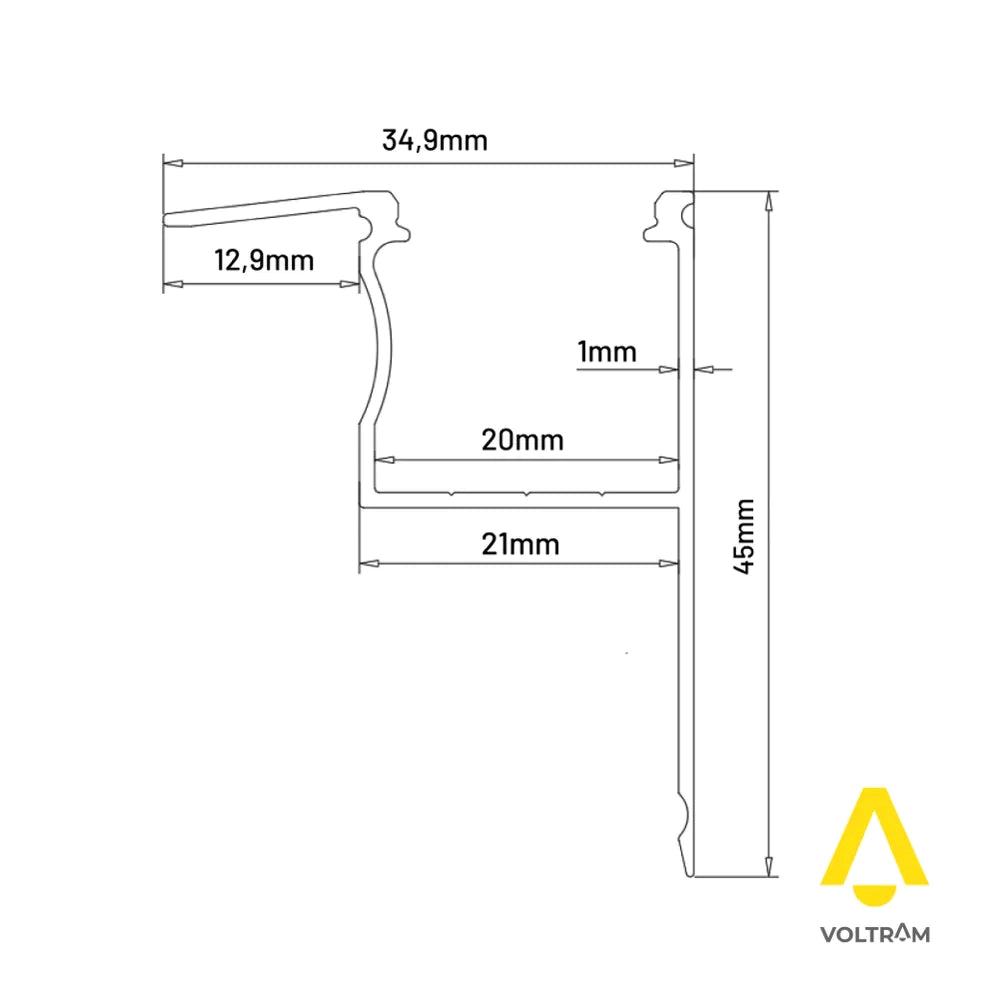 Profilo angolare in alluminio silver da incasso 1mt per cartongesso per striscia led