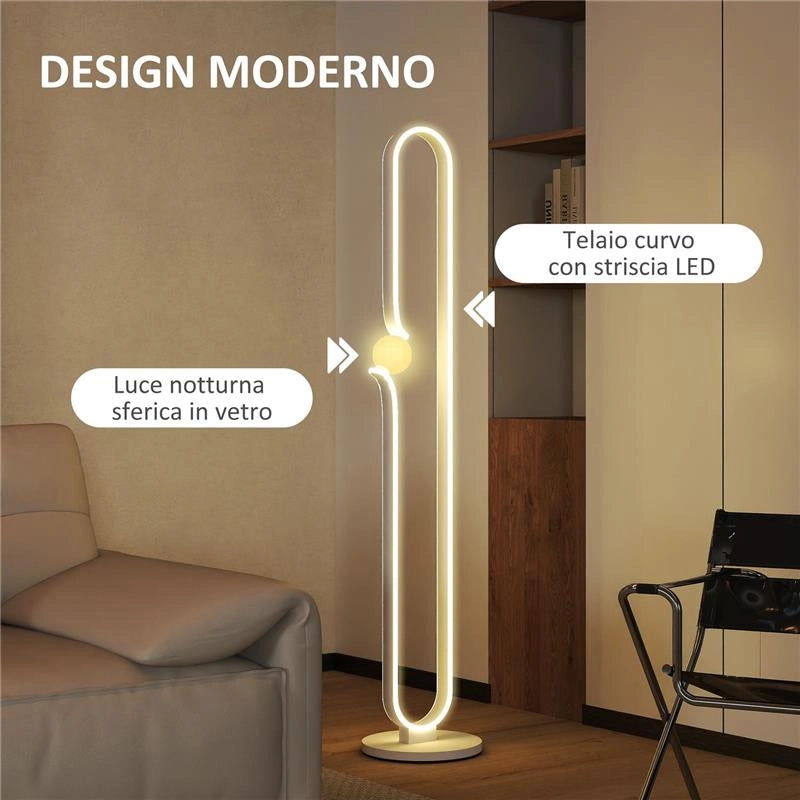 LAMPADA DA TERRA A LED A FORMA DI NOTA MUSICALE CON LUMINOSITÓ REGOLABILE E PEDALE, 28X28X145 CM, BIANCO