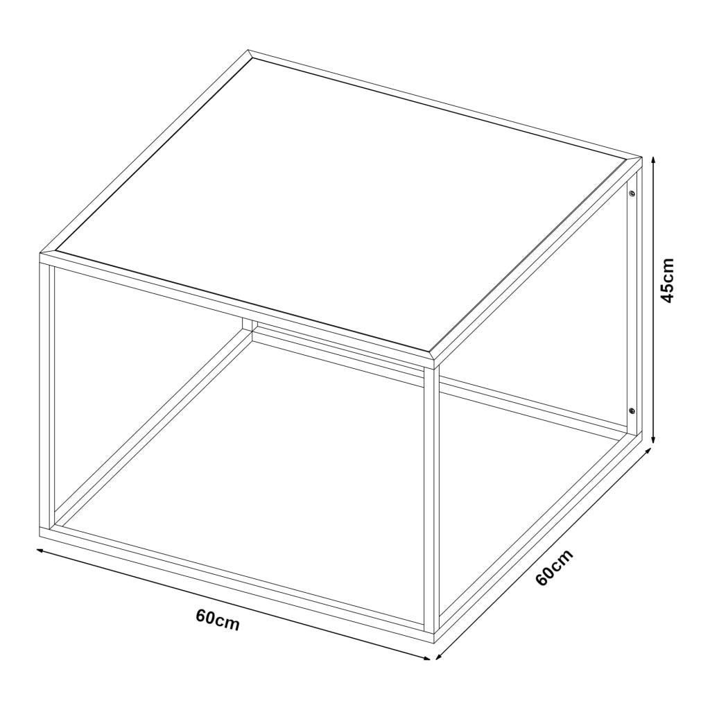 Tavolino da caffè con consolle laterale con piano quadrato in acciaio 60 x 60 x 45 cm nero opaco 03_0010851