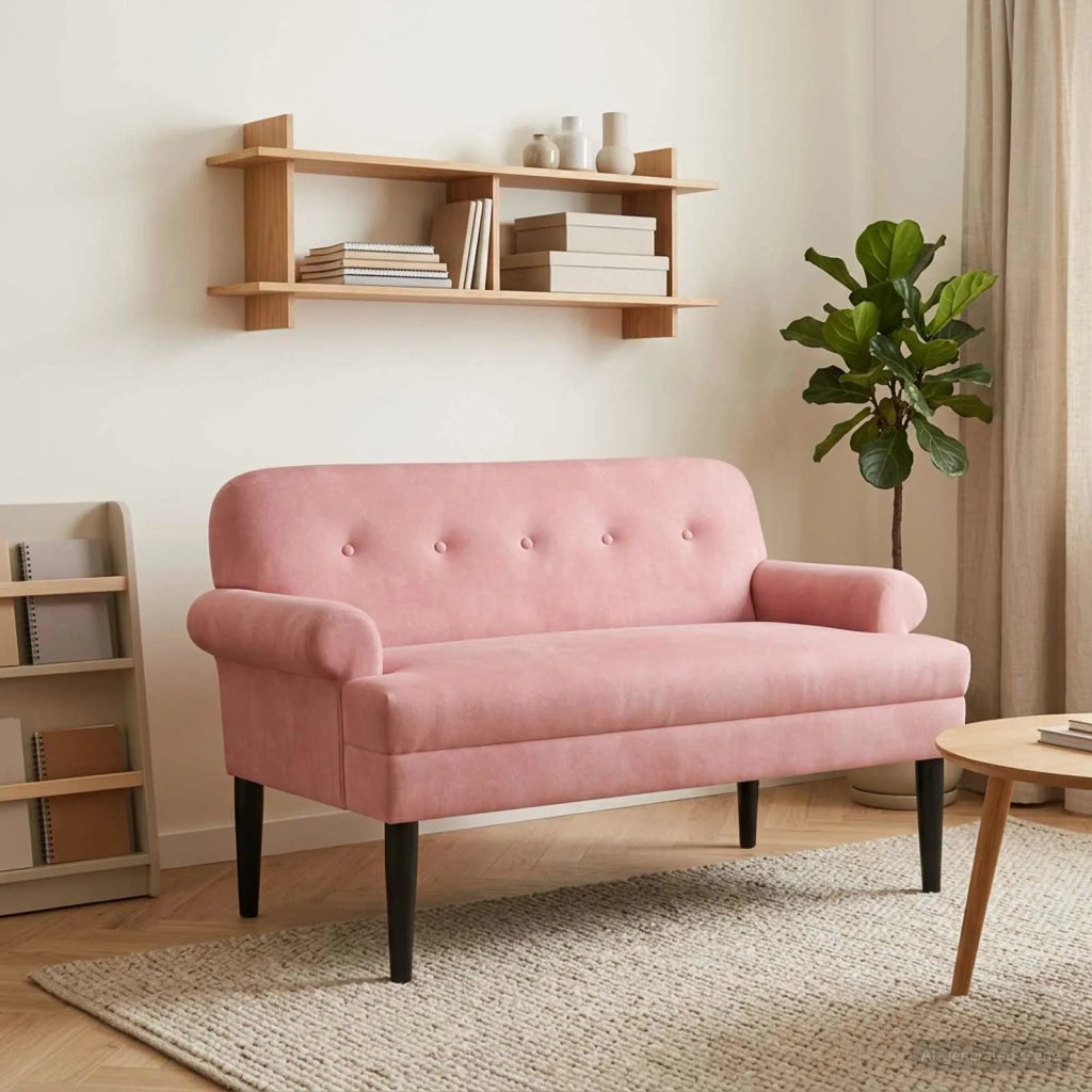 Loveseat con bottoni imbottiti Rosa 120 x 66 x 78 cm Velluto 42041832
