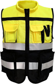Vestimento di Sicurezza - Alta Visibilità - Riflettente - Giallo - Cinturino - Tasche - Utilizzo in Lavoro - Adatto per - Modello - Sicurezza