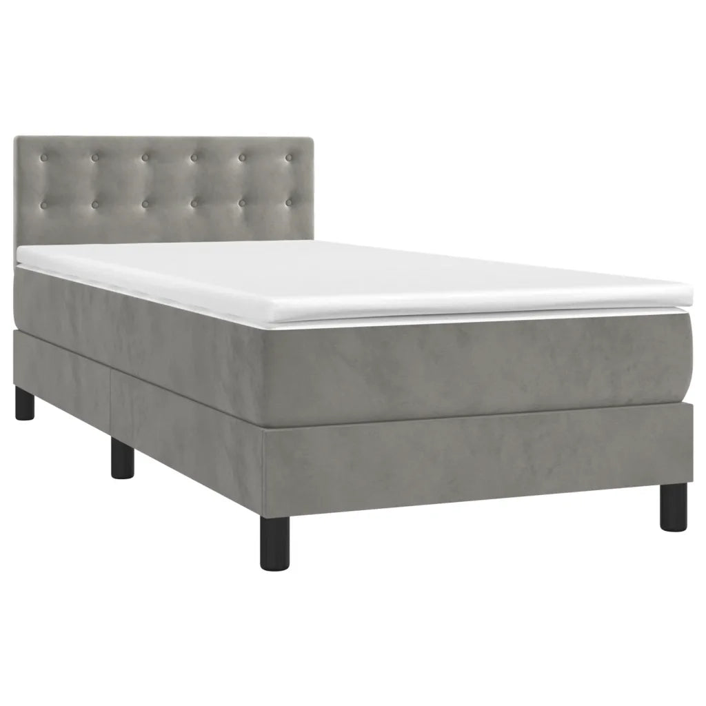 Letto a Molle con Materasso e LED Grigio Chiaro 100x200 cm Velluto 3134627