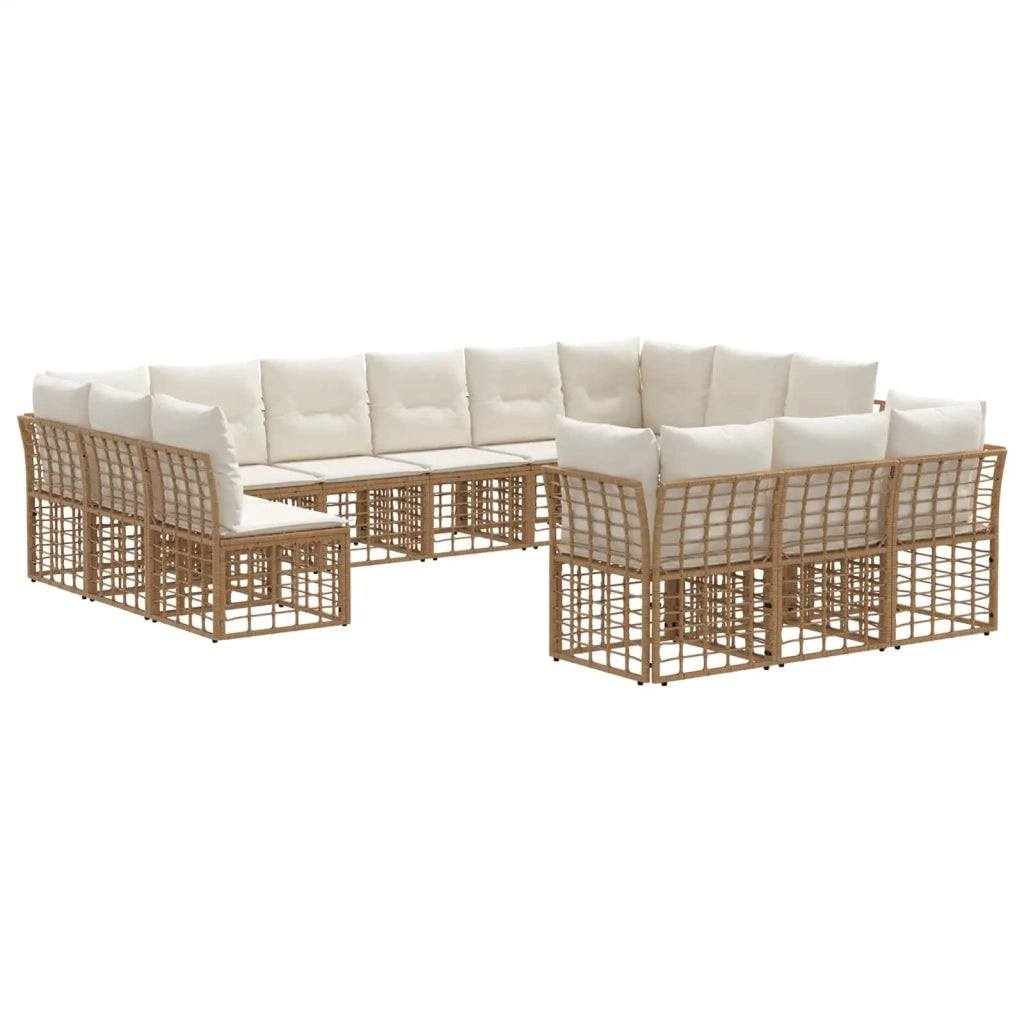 Set di divani da esterno Naturale e Bianco Crema Poliestere