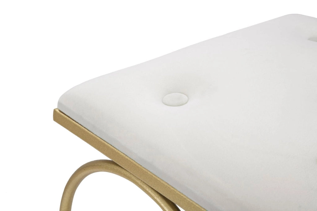 Sgabello Heart Crema 50x37,5x51,5 cm in Ferro e MDF e Spugna e Poliestere Oro e Rosa