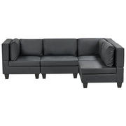 Divano componibile 4 posti imbottito in tessuto nero gambe nere schienale imbottito lato sinistro stile moderno