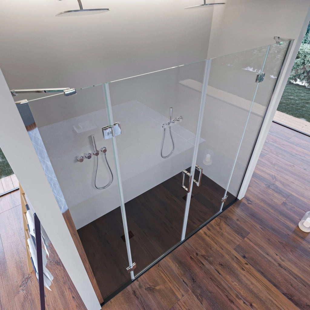 Porta doccia con due porte battenti trasparente 8mm regina, misura 200