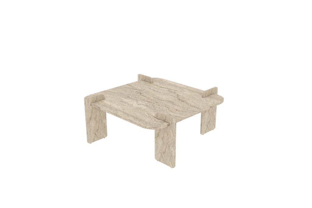 Tavolino in legno "Woog" 90 x 90 x 35 cm - Travertino