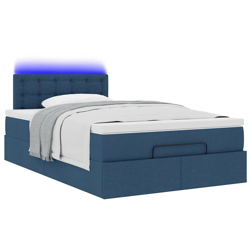 Pouf Letto con Materasso e LED Blu 120x190cm in Tessuto 3312463