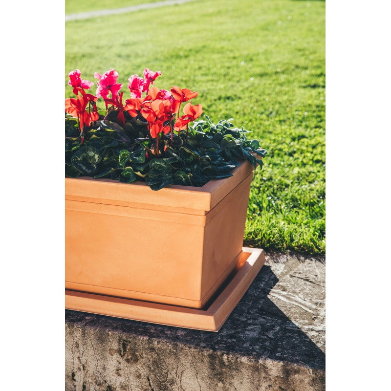 Vaso Fioriera decorativo classico tradizionale 80x40 H34 in polimero resistente terracotta per piante per giardini e terrazze - Made in Italy