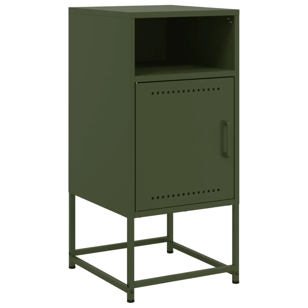 Set di 2 Comodini | Armadio da Notte | Mobiletto da notte Verde Oliva 36x39x78 cm in Acciaio