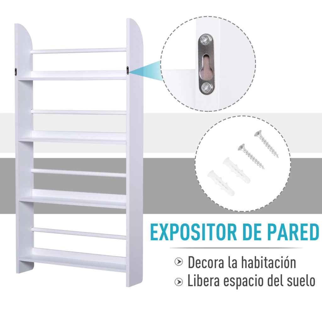 Libreria a Parete per Bambini con 4 Ripiani ¨C Zephmum ¨C Bianco 59x12x113cm