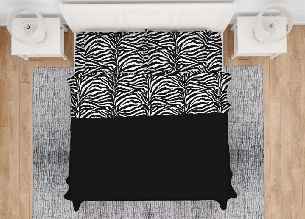Completo Lenzuola Letto Camera In 100% Cotone Made Italy Vari Disegni RP - Piazza 1-2 - Zebrato