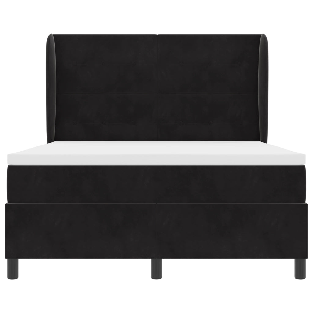 Letto Box Spring con Materasso Nero 160x200 cm Velluto