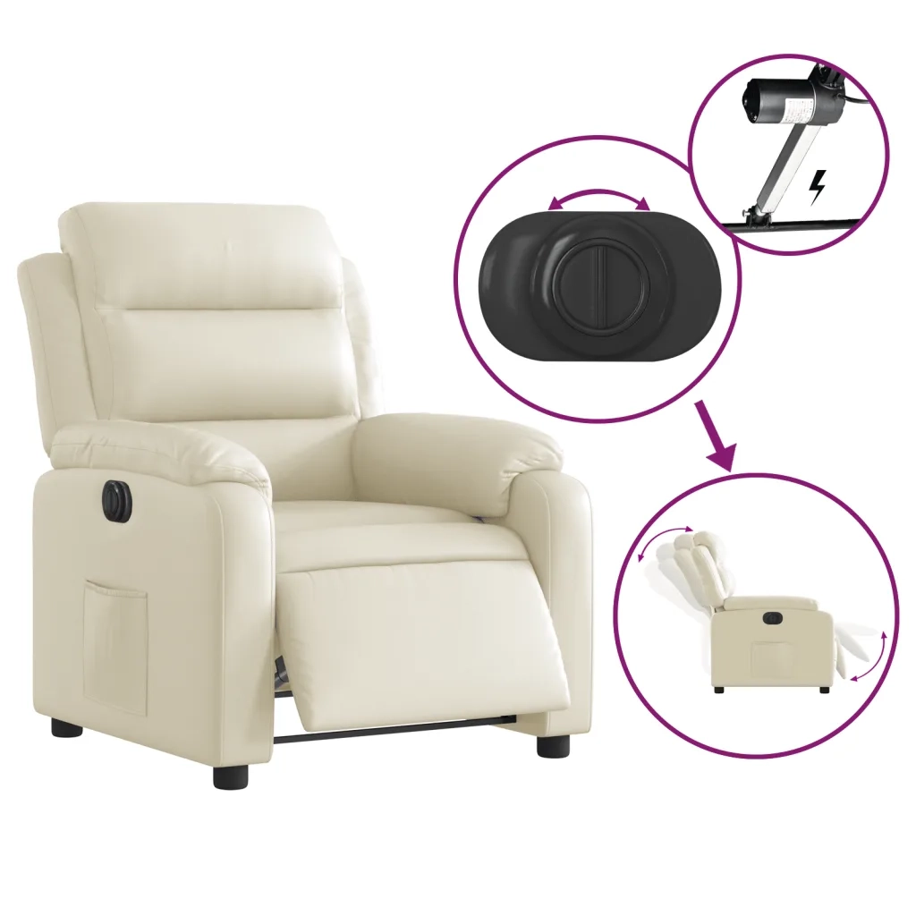 Divano Sedia-Poltrona Reclinabile Elettrica Crema in Similpelle 986991