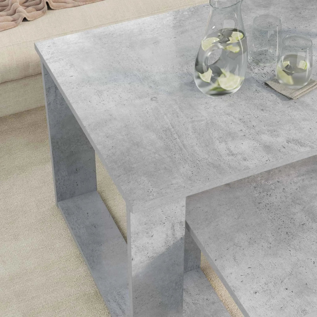 Set di Tavolini da Caffè 2 pcs Grigio cemento Legno multistrato