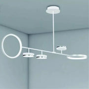 Trade Shop - Lampadario A Sospensione Led 37w Con 5 Cerchi Lampada Orizzontale Bianco Luce Fredda 71347 -