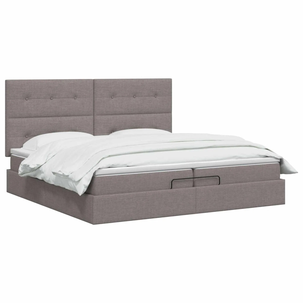 Letto Ottomano con Materasso e LED Tortora 200 x 200 cm Tessuto 3458101