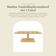 Display per cibi in legno di bambù, 5 ganci, progetto sostenibile, elegante presentazione