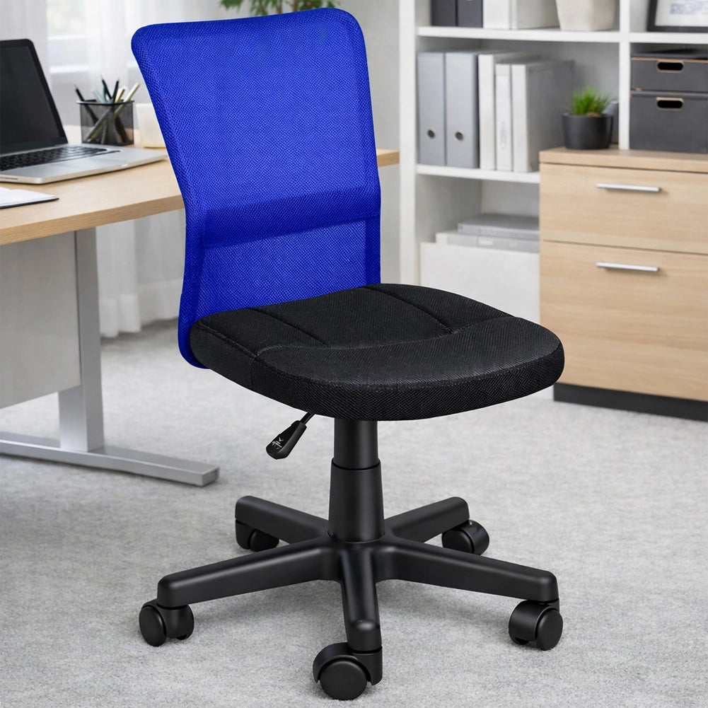 Sedia Scrivania Ufficio Cameretta Girevole Tessuto Rete Altezza Regolabile Blu