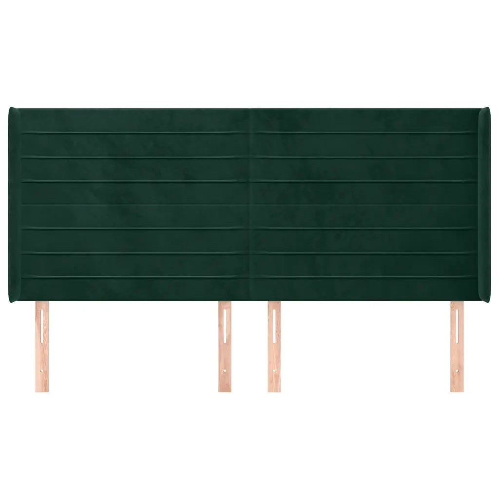 Testiera ad Orecchio Verde Scuro 163x16x118/128 cm in Velluto 3119777